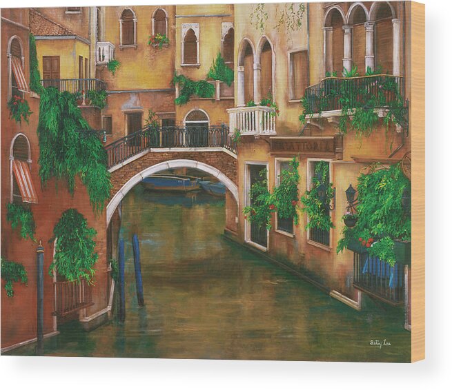 Canal Wood Print featuring the painting Venice Isle by Betty Lou
