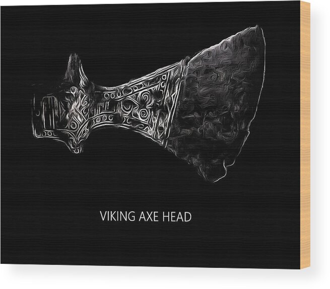 Viking Wood Print featuring the digital art Viking Axe Head by Robert Bissett