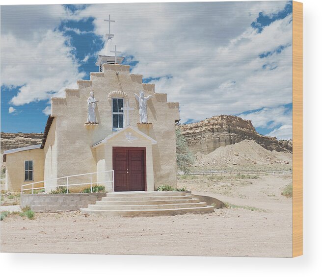 Cabezon Wood Print featuring the photograph Village church 1, New Mexico, color by Segura Shaw Photography