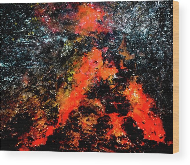 Volcano Wood Print featuring the mixed media Volcanic by Patsy Evans - Alchemist Artist