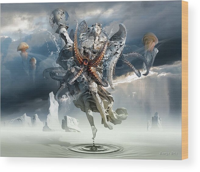 Imagination Wood Print featuring the digital art Walking on Water or Correlation of Dreams and Reality by George Grie