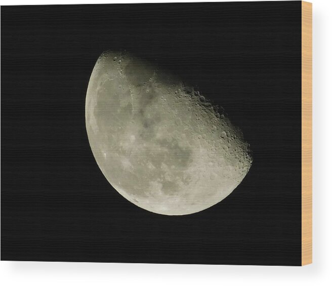 Black Wood Print featuring the photograph - Waning moon by THERESA Nye