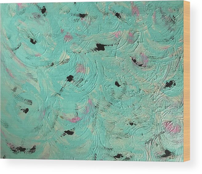 Game Water Sea Sun Turquoise Wood Print featuring the painting Water Game by Medge Jaspan