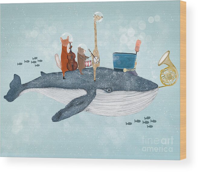 Whales Wood Print featuring the painting Whale Song by Bri Buckley