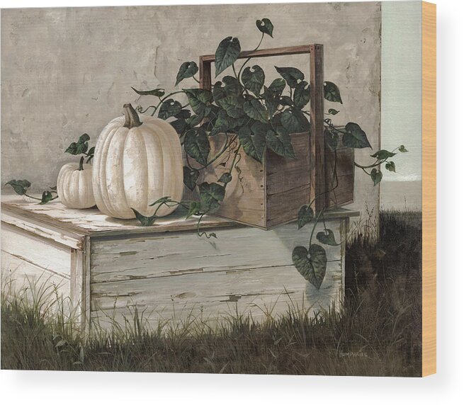 Michael Humphries Wood Print featuring the painting White Pumpkins by Michael Humphries
