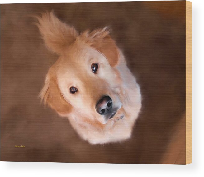 Golden Retriever Wood Print featuring the painting Wishful Thinking by Christina Rollo