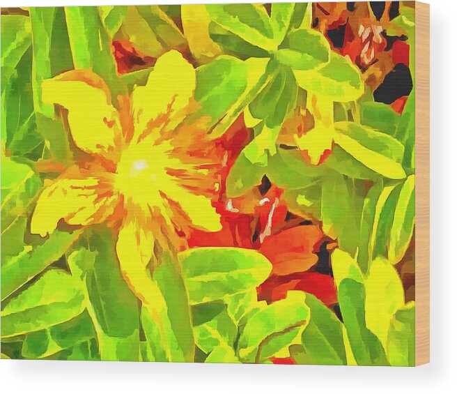 Daisy Wood Print featuring the digital art Yellow Spring Flowers by Bernie Sirelson