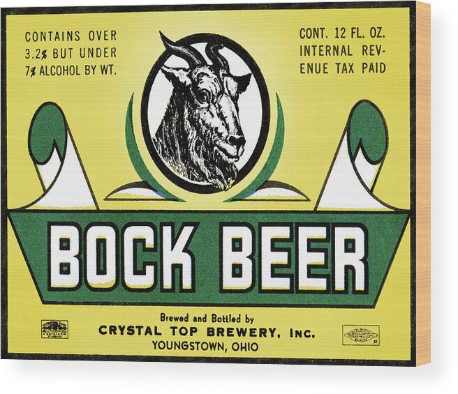 Vintage Wood Print featuring the drawing Bock Beer #1 by Vintage Drinks Posters