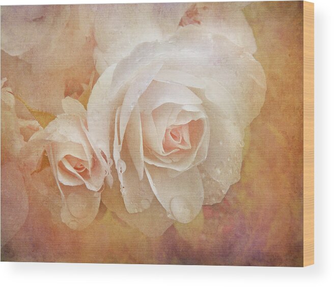 Rose Wood Print featuring the photograph Dreaming of Peach Roses by Jennie Marie Schell