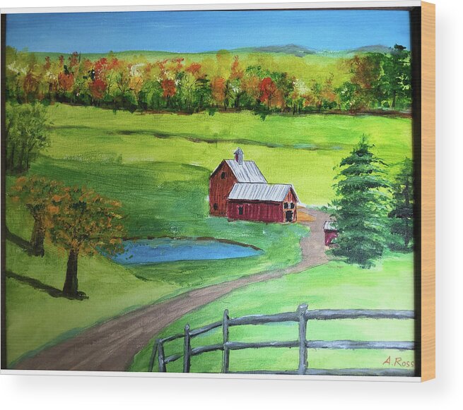  Wood Print featuring the painting Fall in Vermont #1 by Anthony Ross