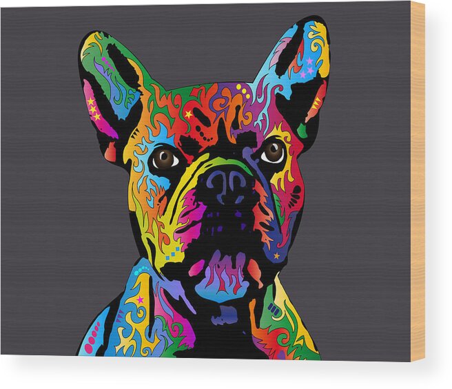 French Bulldog Wood Print featuring the digital art French Bulldog #1 by Michael Tompsett