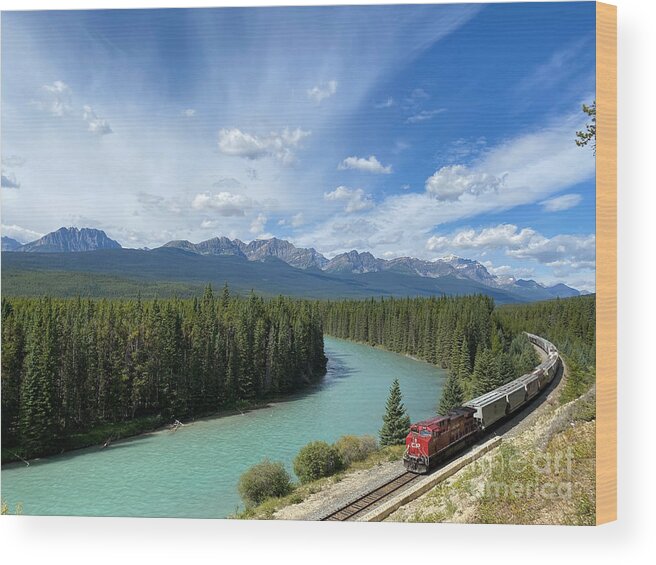Lake Louise Wood Print featuring the photograph Train 8017 by Wilko van de Kamp Fine Photo Art