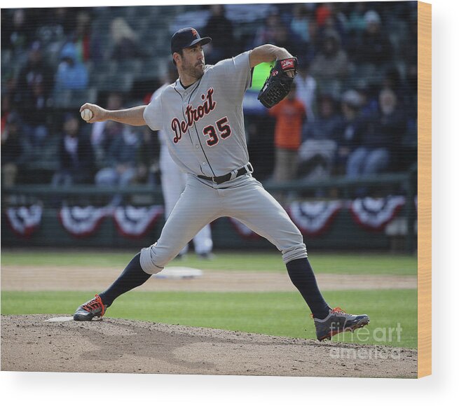 People Wood Print featuring the photograph Justin Verlander #1 by Jonathan Daniel