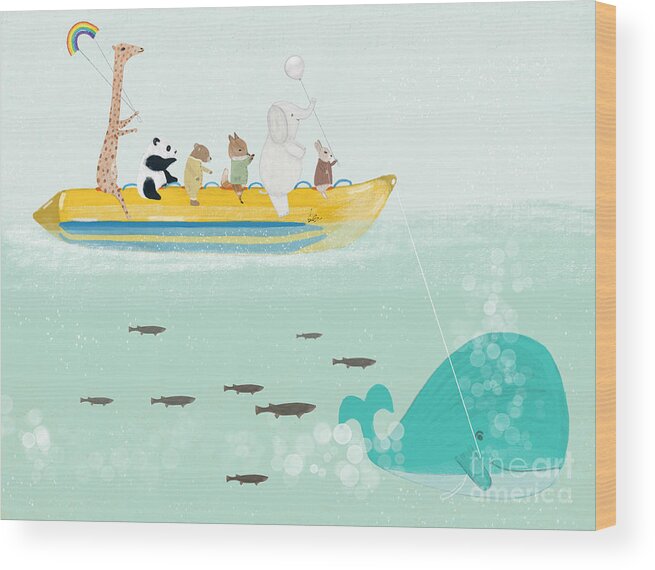 Nursery Wood Print featuring the painting Little Banana Boat #1 by Bri Buckley