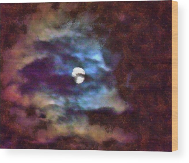 Moon Wood Print featuring the mixed media Moonscape by Christopher Reed