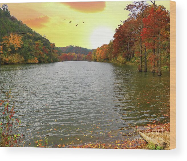 Travel Wood Print featuring the photograph Mountain Fork River in Autumn #1 by On da Raks