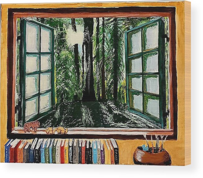 Window Wood Print featuring the painting Room with a View #1 by Amy Kuenzie