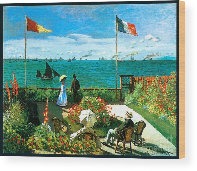 Claude Monet Wood Print featuring the painting Terrace at Sainte Adresse #1 by Claude Monet