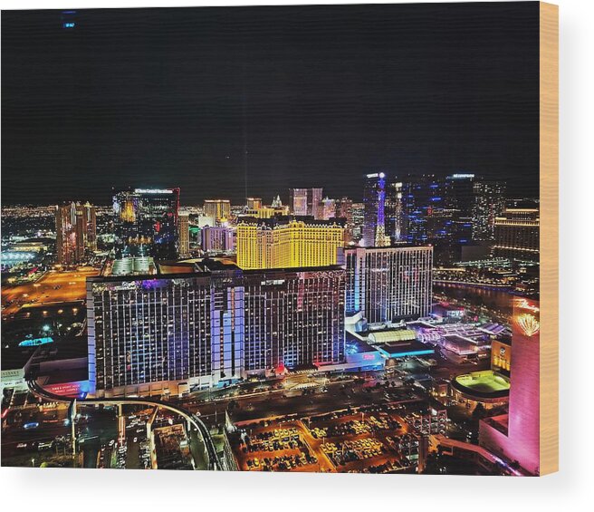 Vegas Lights Wood Print featuring the photograph Vegas baby #1 by Shalane Poole