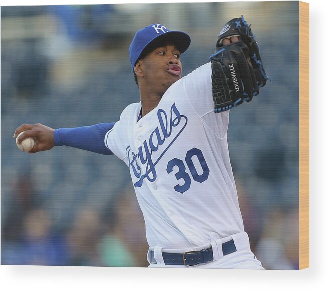 People Wood Print featuring the photograph Yordano Ventura #1 by Ed Zurga