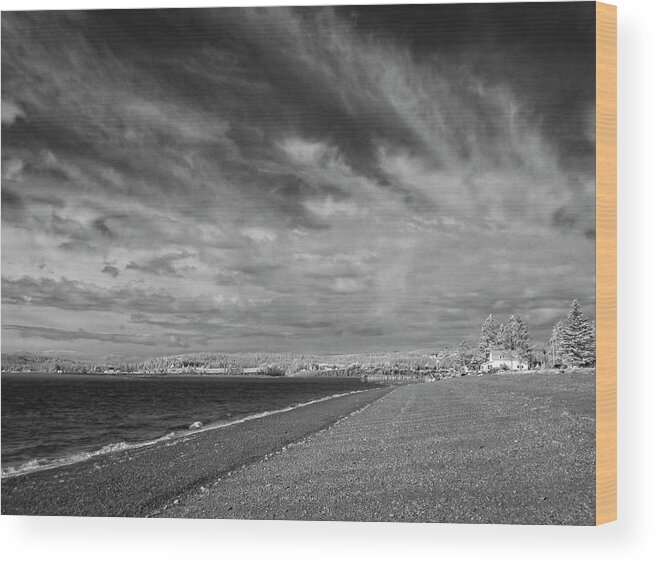 Infra Red Wood Print featuring the photograph 1st Beach Skies by Alan Norsworthy