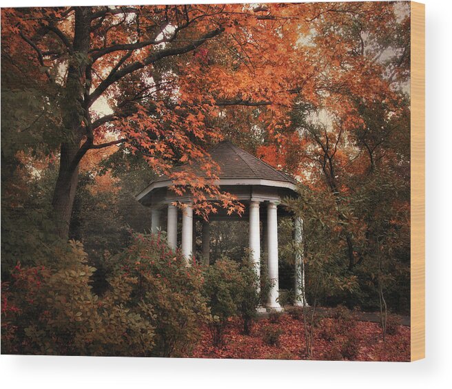 Autumn Wood Print featuring the photograph Autumn Gazebo #2 by Jessica Jenney