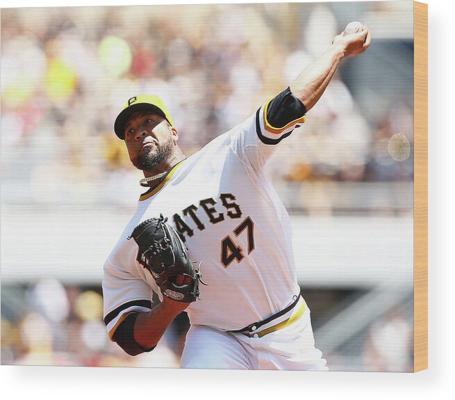 Three Quarter Length Wood Print featuring the photograph Francisco Liriano by Jared Wickerham