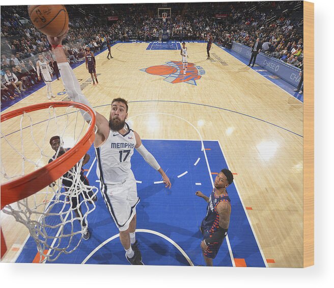 Jonas Valanciunas Wood Print featuring the photograph Memphis Grizzlies v New York Knicks #2 by Jesse D. Garrabrant