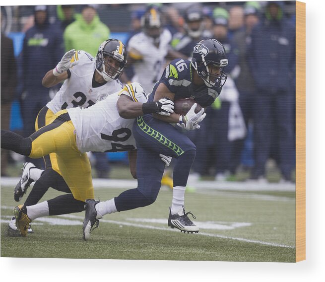 People Wood Print featuring the photograph Pittsburgh Steelers v Seattle Seahawks #2 by Stephen Brashear