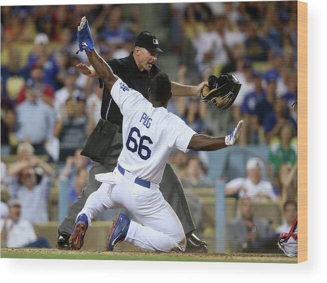 People Wood Print featuring the photograph Yasiel Puig by Stephen Dunn