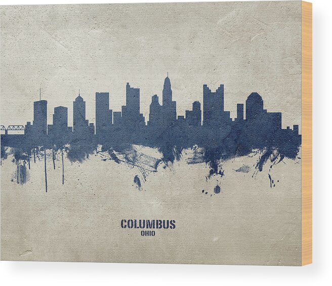 Columbus Wood Print featuring the digital art Columbus Ohio Skyline #26 by Michael Tompsett