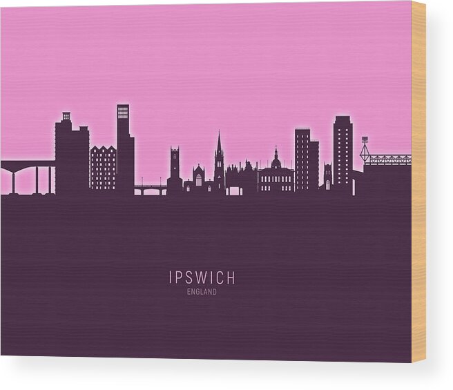 Ipswich Wood Print featuring the digital art Ipswich England Skyline #39 by Michael Tompsett