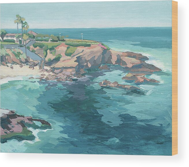 La Jolla Cove Wood Print featuring the painting La Jolla Cove - San Diego, California #3 by Paul Strahm