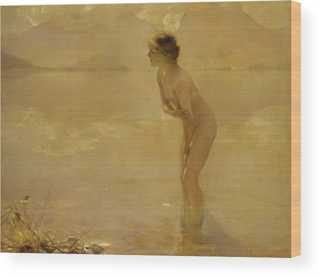 September Morn Wood Print featuring the painting September Morn #6 by Paul Chabas