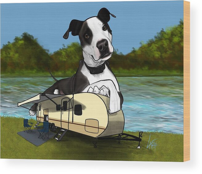 6281 Wood Print featuring the drawing 6281 Perez by Canine Caricatures By John LaFree