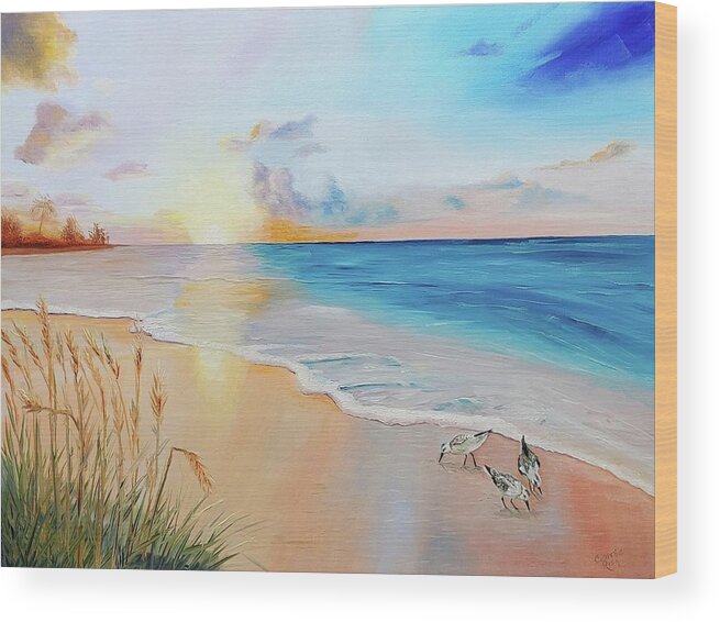 Florida Sunrise Wood Print featuring the painting A New Day by Connie Rish