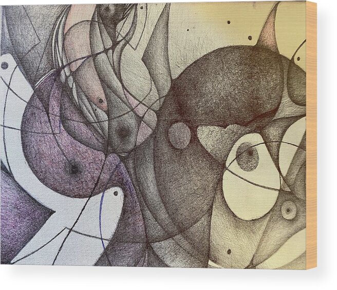 Abstract Ballpoint Digital Art Wood Print featuring the digital art Abstract and Untitled image three by Jack Dillhunt