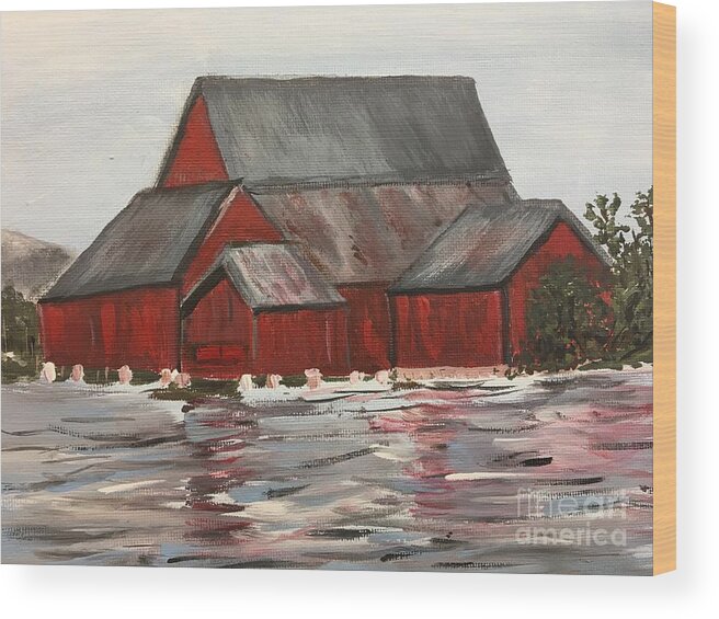 Barns Wood Print featuring the painting Along the Fall River by Debora Sanders