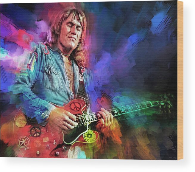 Alvin Lee Wood Print featuring the mixed media Alvin Lee by Mal Bray