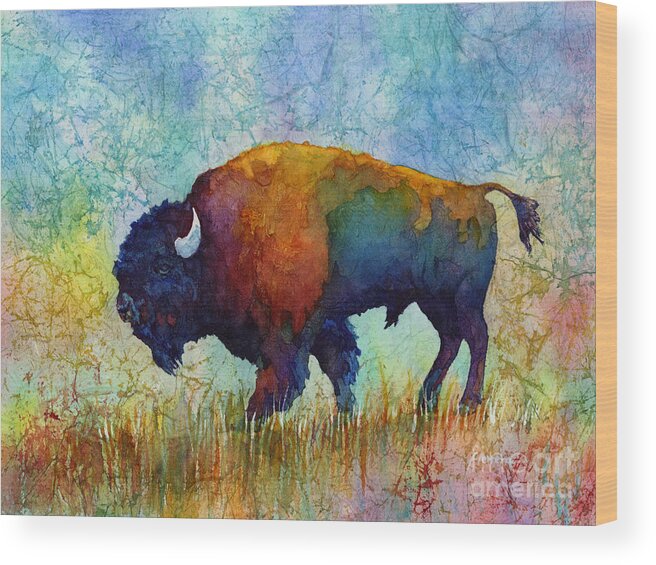 Bison Wood Print featuring the painting American Buffalo 5 by Hailey E Herrera