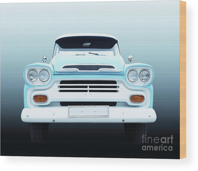 Apache Wood Print featuring the photograph American classic pickup truck Apache 1959 by Beate Gube