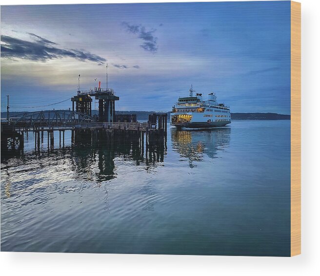 Sea Wood Print featuring the photograph Arriving of ferry by Anamar Pictures