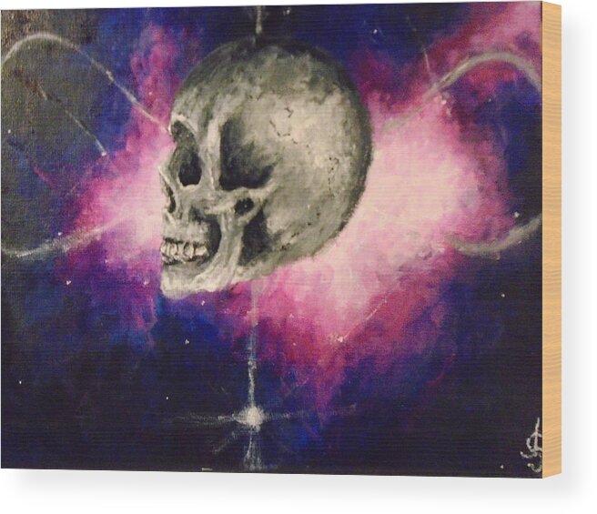 Skull Wood Print featuring the painting Astral Projections by Jen Shearer