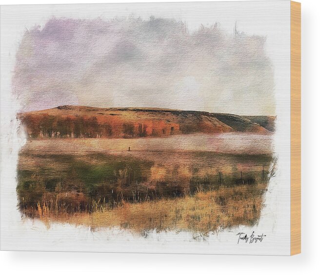 Autumn Wood Print featuring the photograph Autumn Morning Mist II w/ Dream Vignette Border by Tammy Bryant