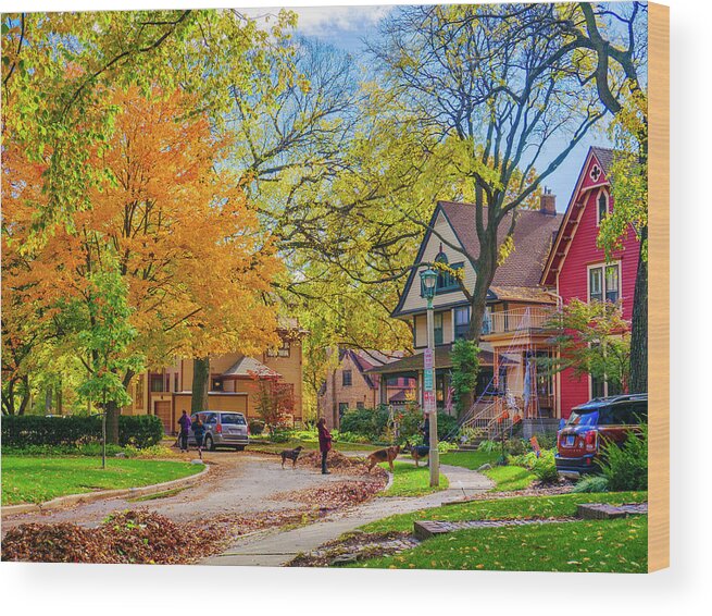 Chicago Wood Print featuring the photograph Autumn on Elizabeth Court by Todd Bannor