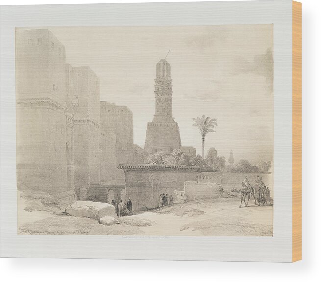 Bab En Nasr Wood Print featuring the painting Bab en Nasr, or Gate of Victory, and mosque of el Hakim, Cairo ca 1842 - 1849 by William Brockedon, by Artistic Rifki
