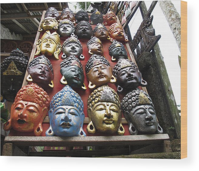 Asia Wood Print featuring the photograph Balinese Masks by Mark Egerton
