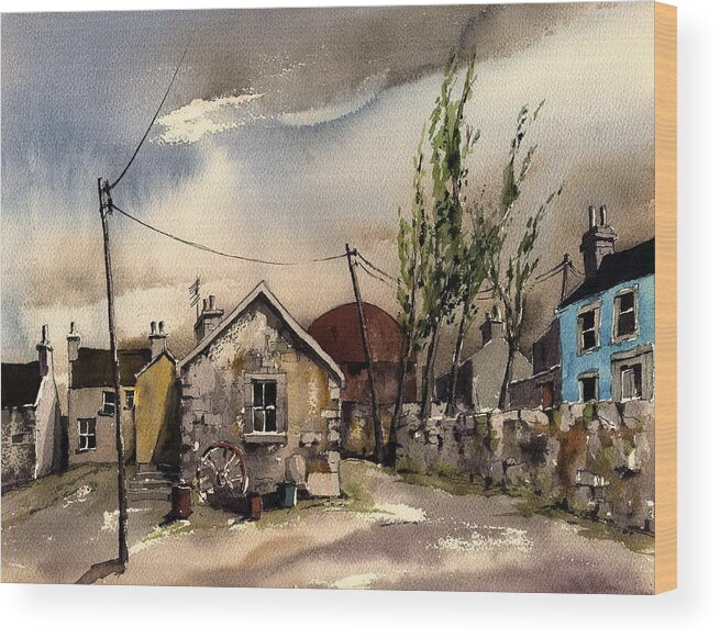  Wood Print featuring the painting Ballyknockan Village, Wicklow by Val Byrne