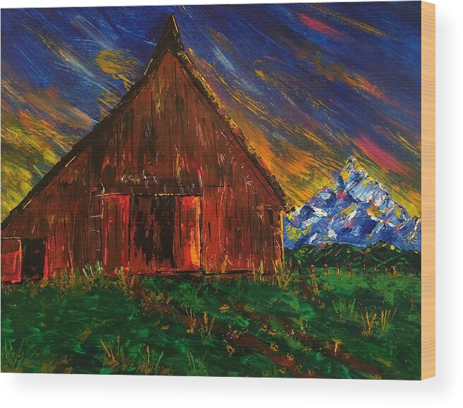 Acrylic Wood Print featuring the painting Barn At Sunrise by Brent Knippel
