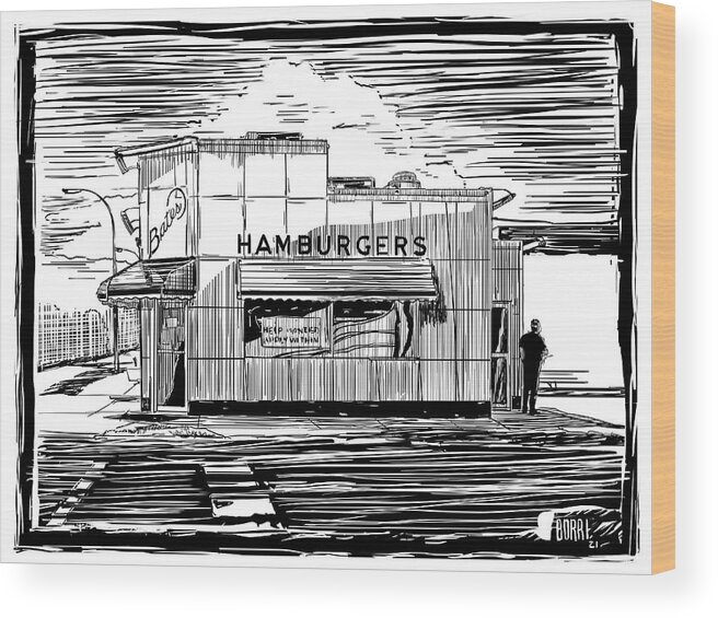 Bates Hamburgers Wood Print featuring the painting Bates Hamburgers by Joe Borri